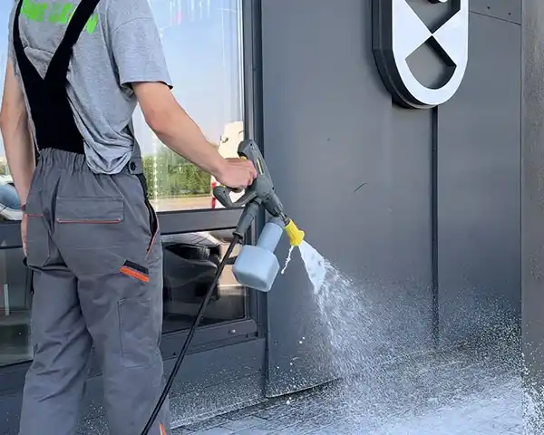 Процес чистки бруківки